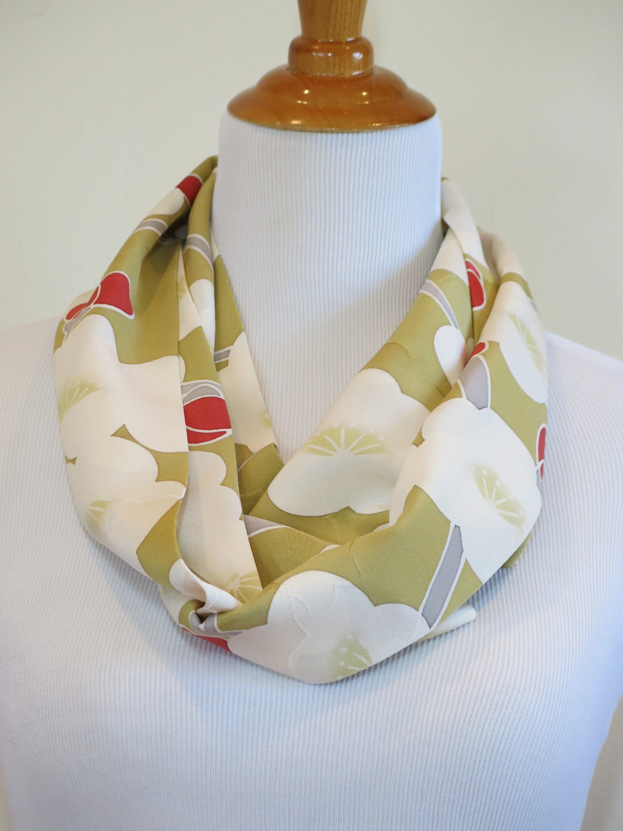 Big Green Silk Infinity Scarf