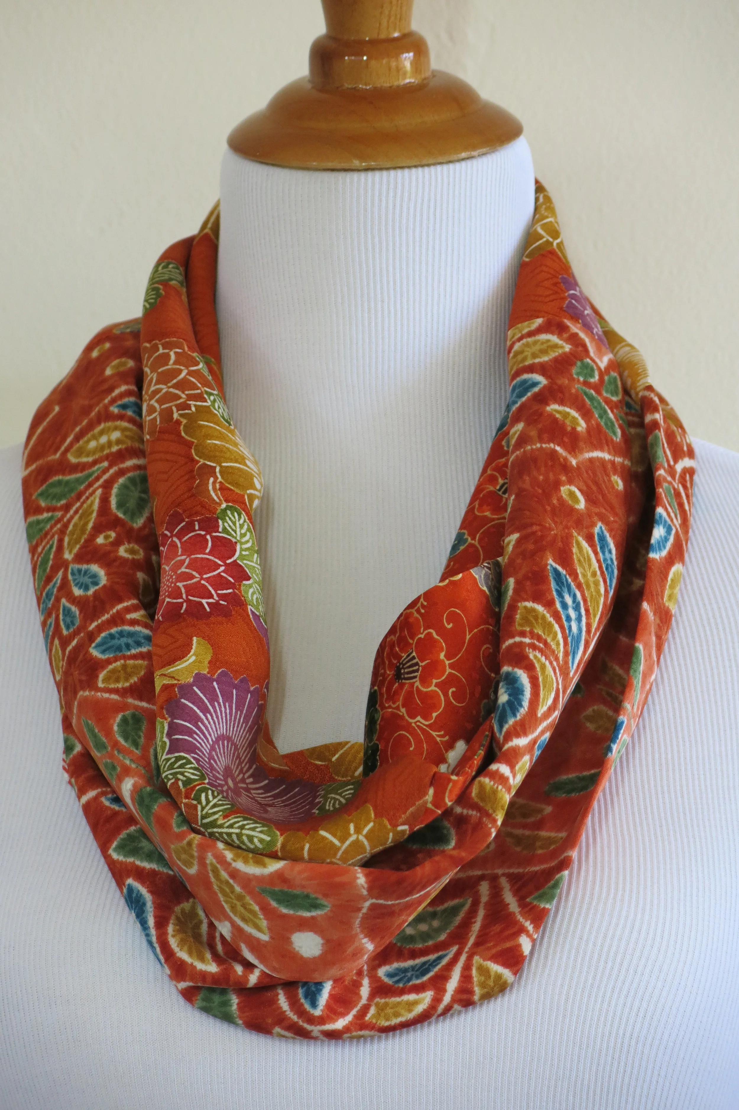 Medium Orange Silk Infinity Scarf