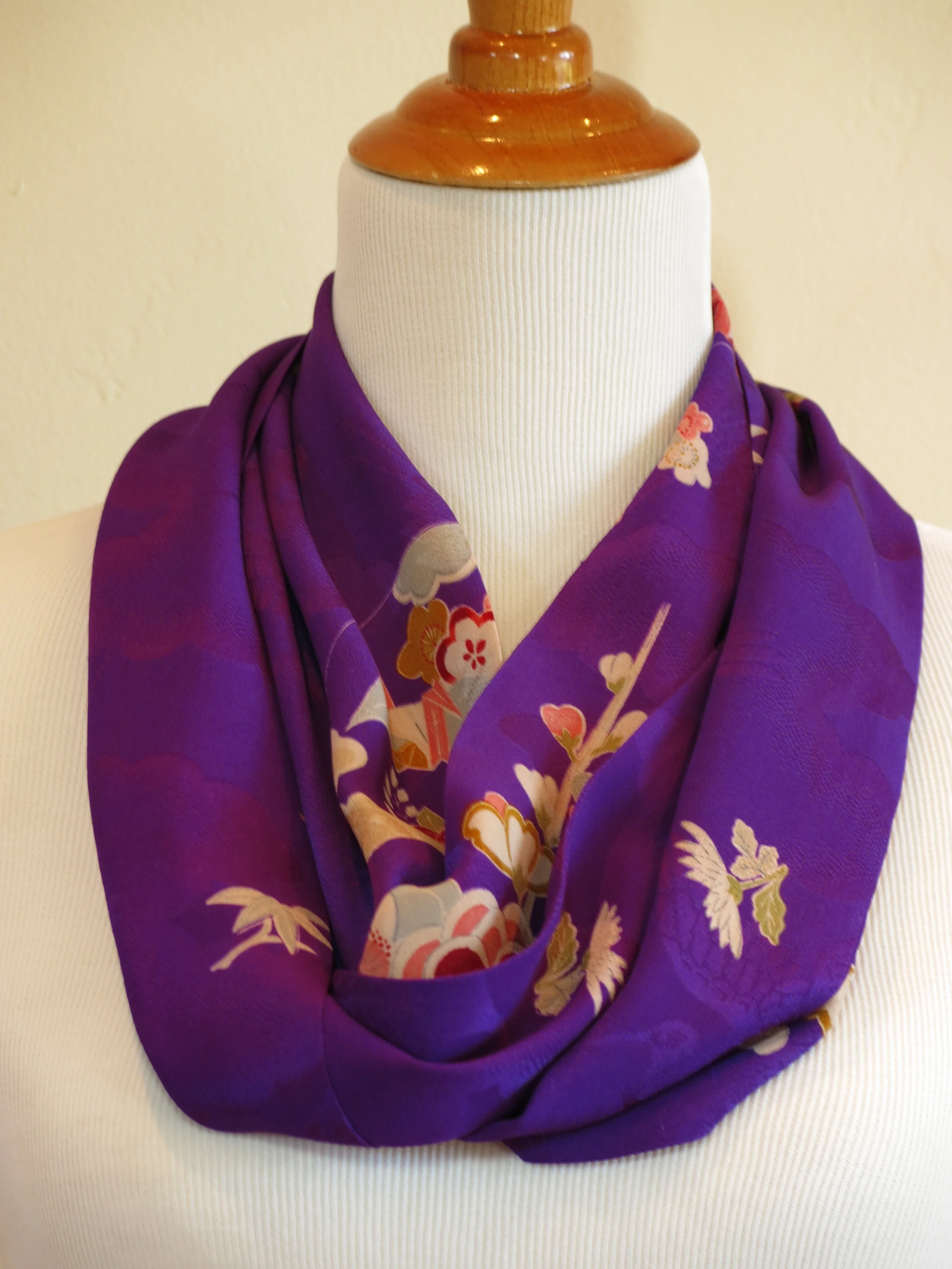 Antique Purple Silk Infinity Scarf