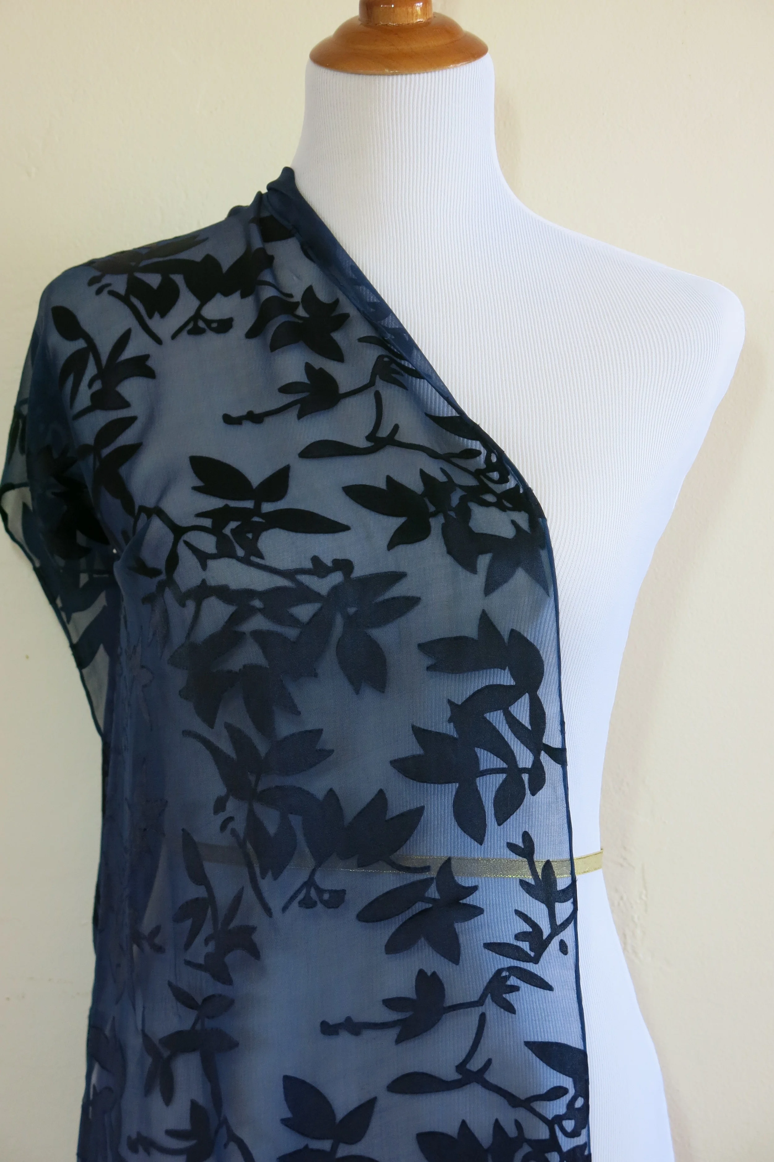 Indigo Silk/Rayon Scarf - Branches