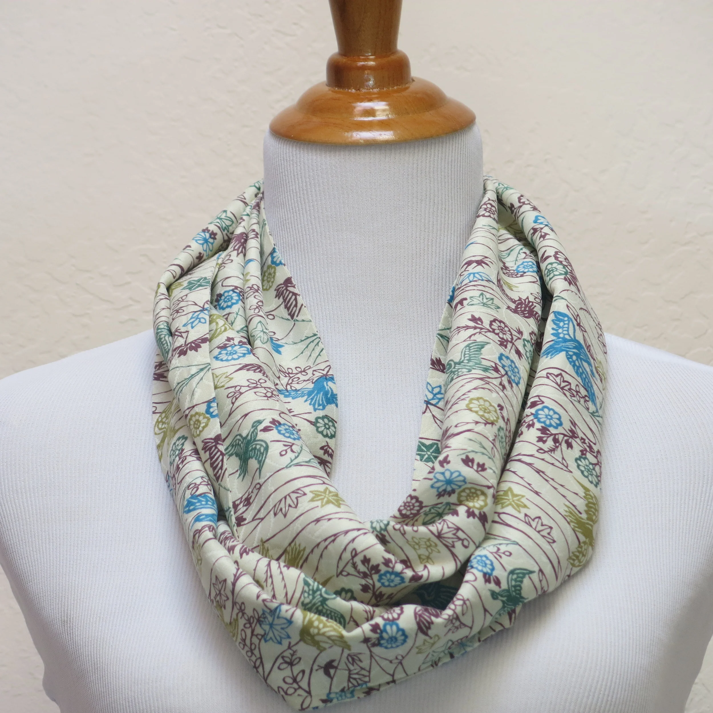 Little Birds Silk Infinity Scarf