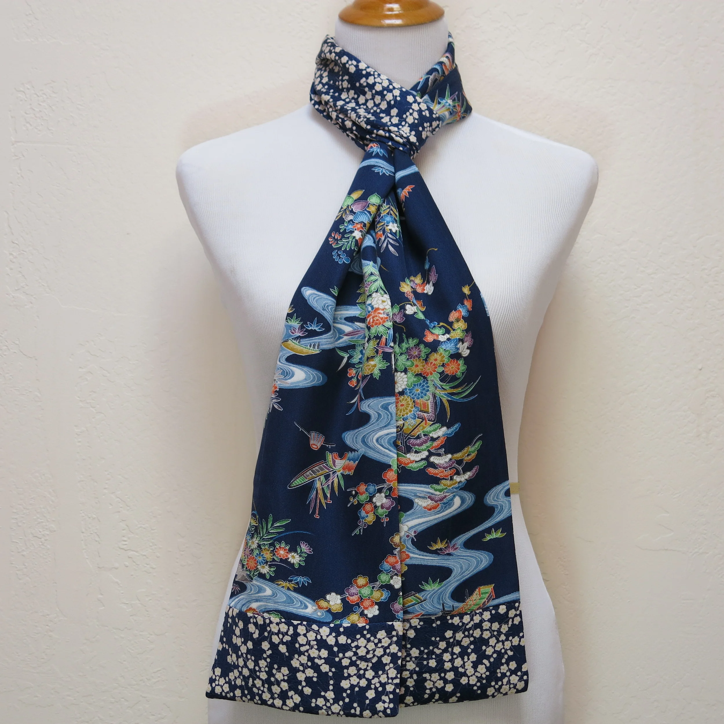 Blue Loop-n-through Silk Scarf