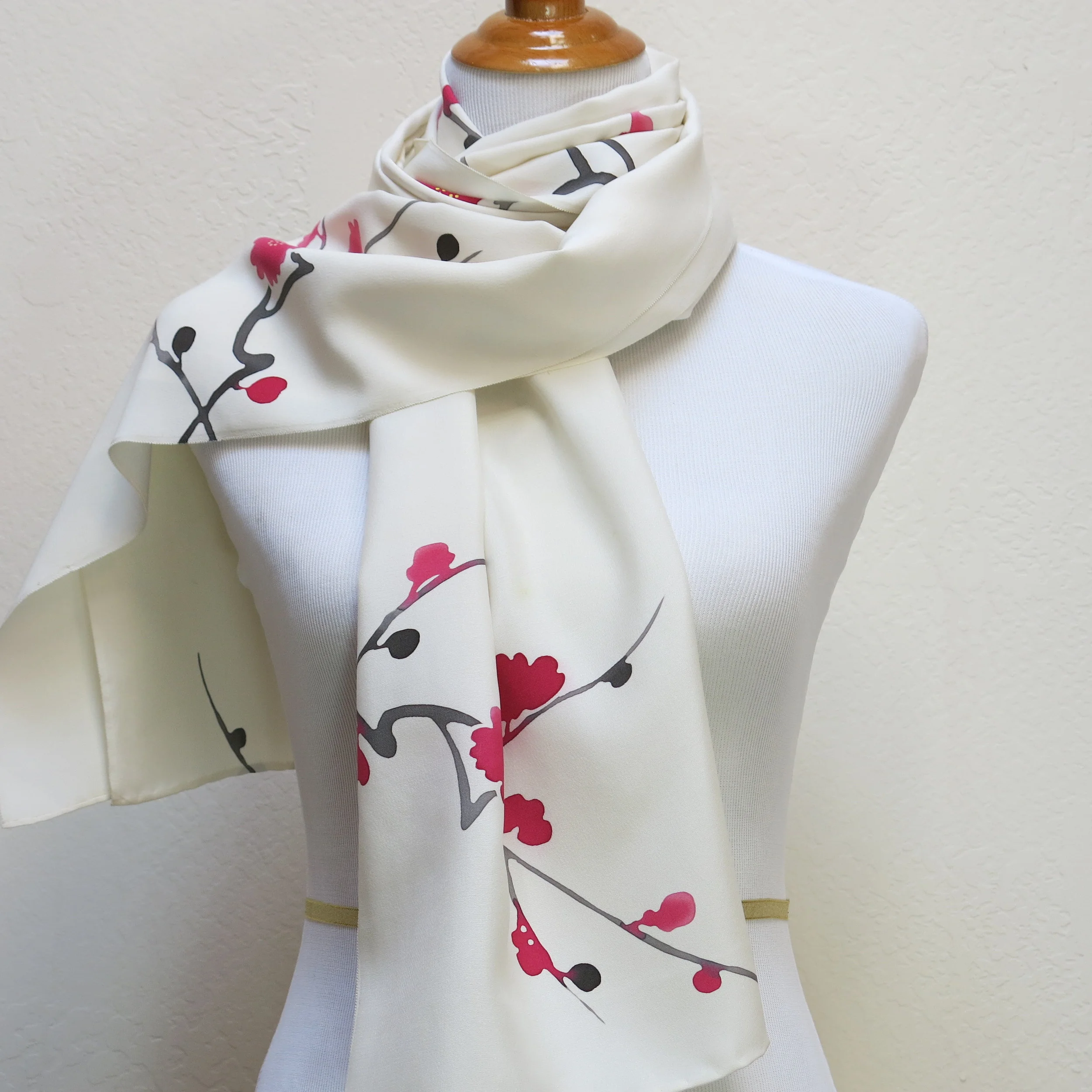 Amazing Cherry Blossom Straight Silk Scarf