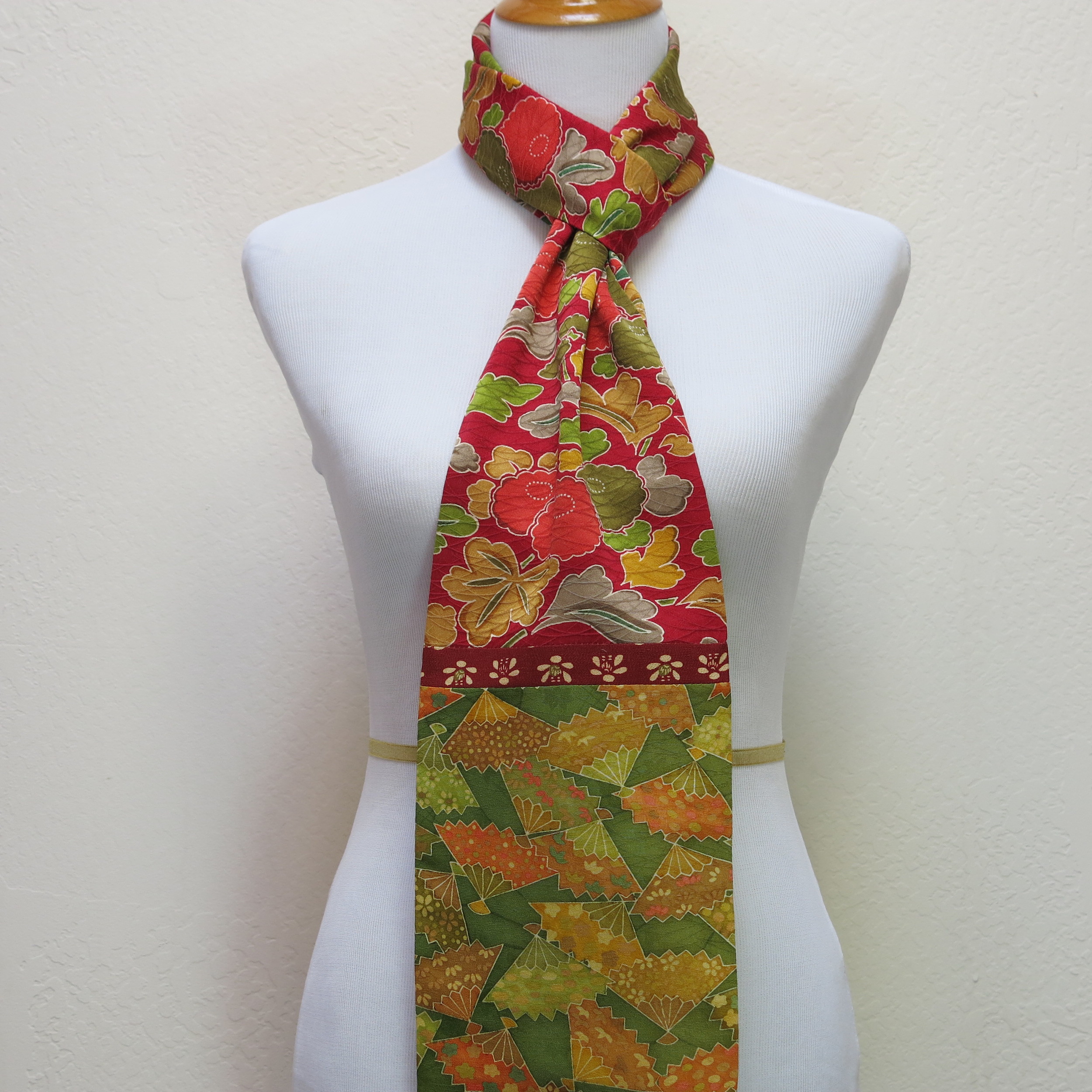 Fuchsia/Green Straight Silk Scarf