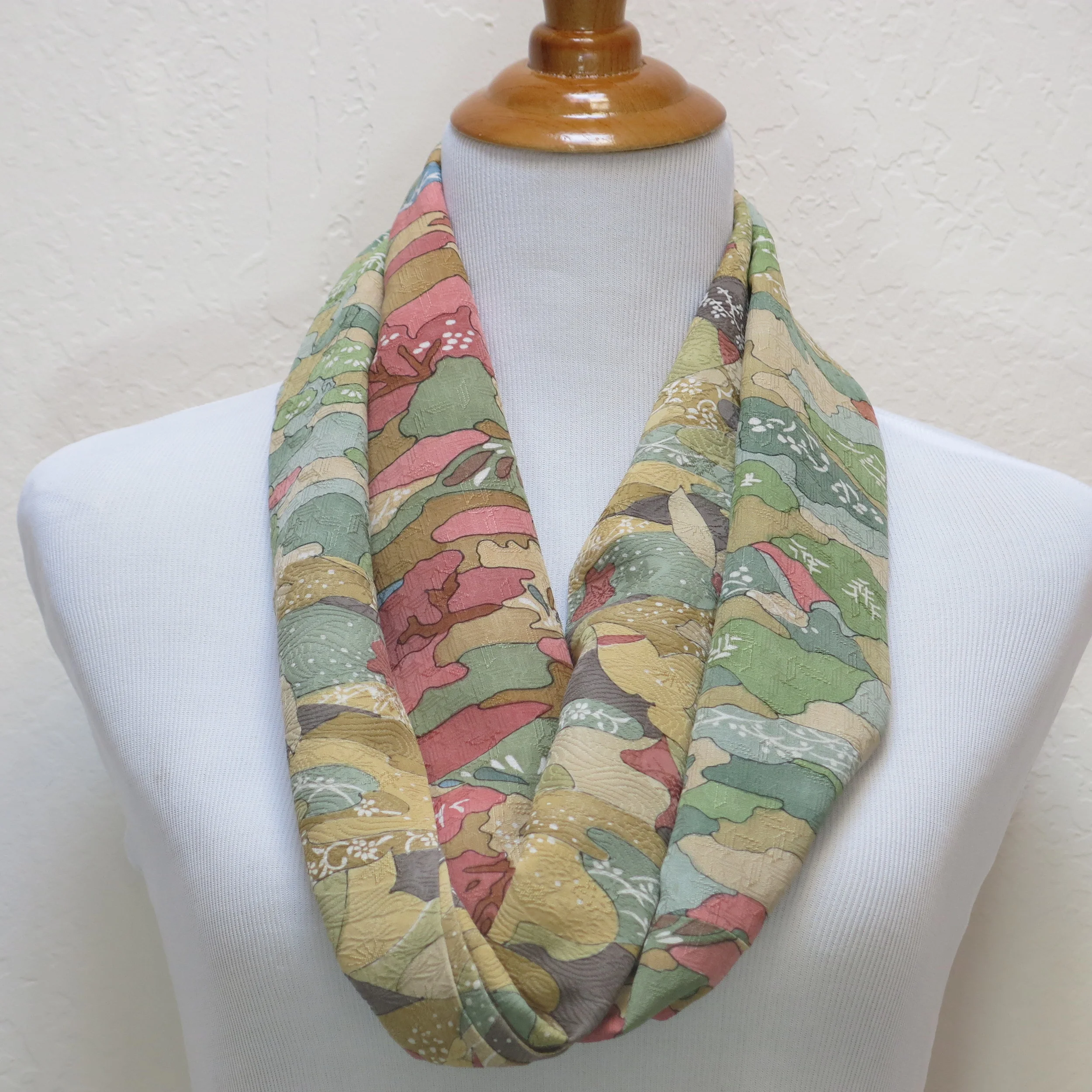 Pink/Green Camo Silk Infinity Scarf