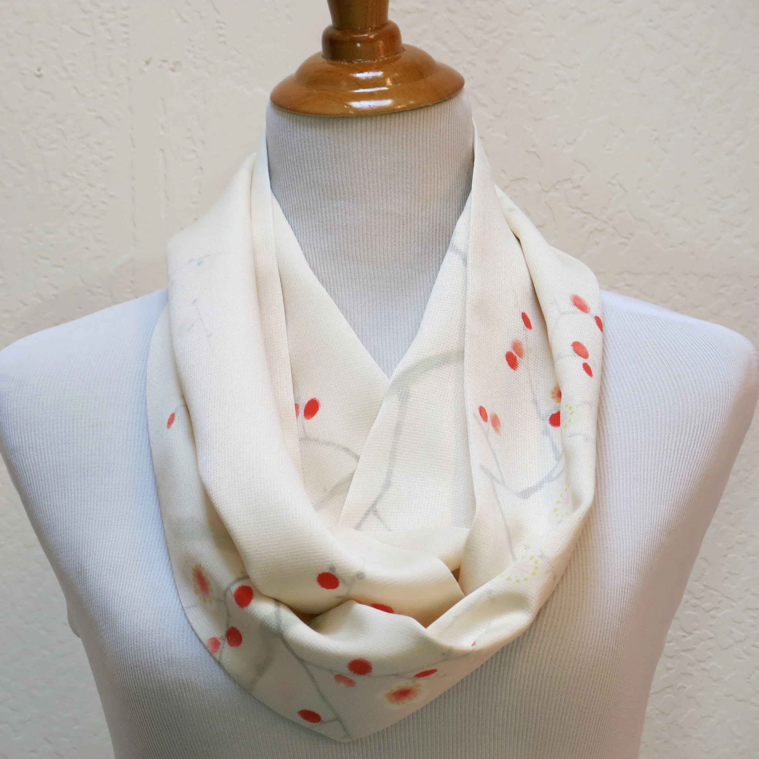 Soft Cherry Blossoms Silk Infinity Scarf