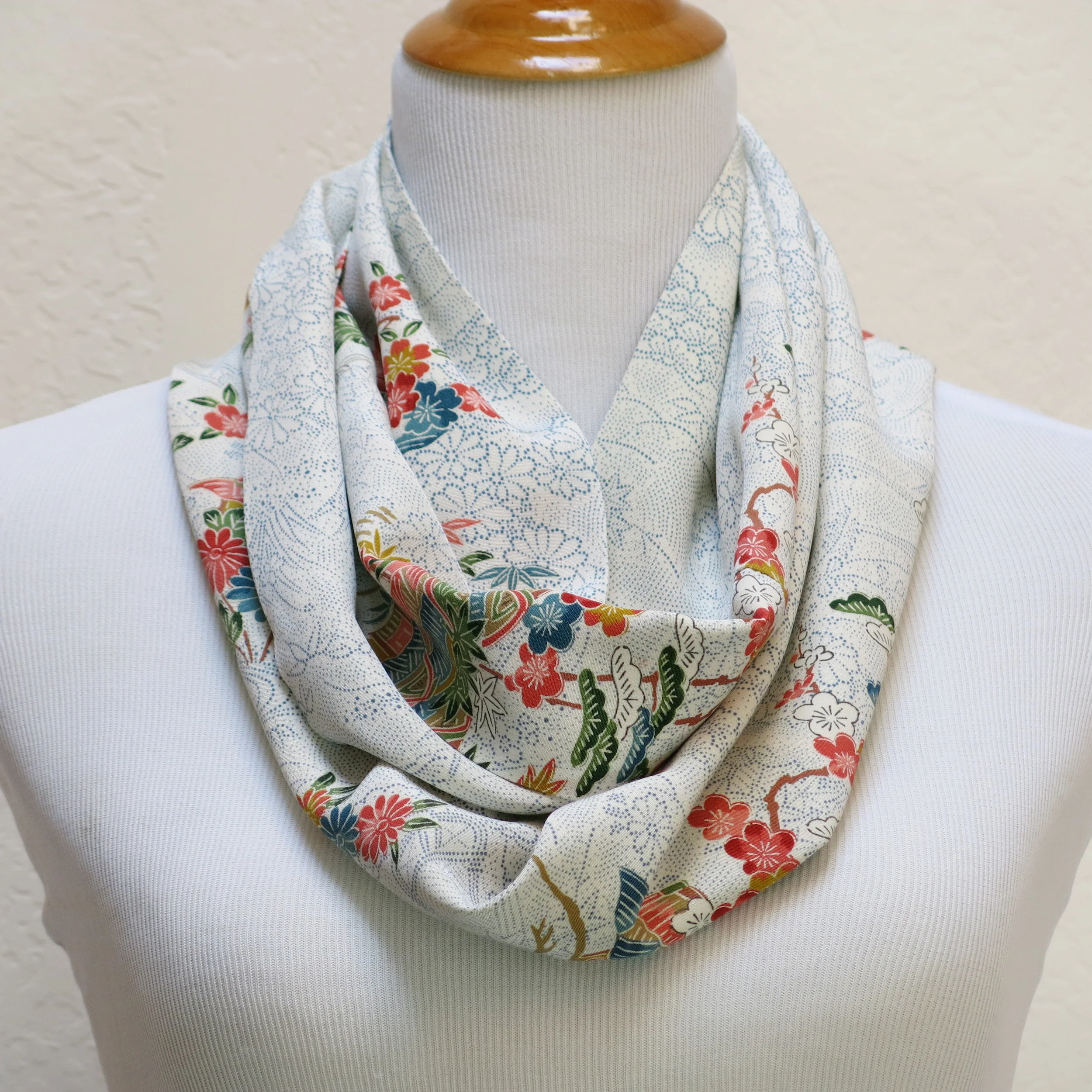 Soft Turquoise Houses Silk Infinity Scarf