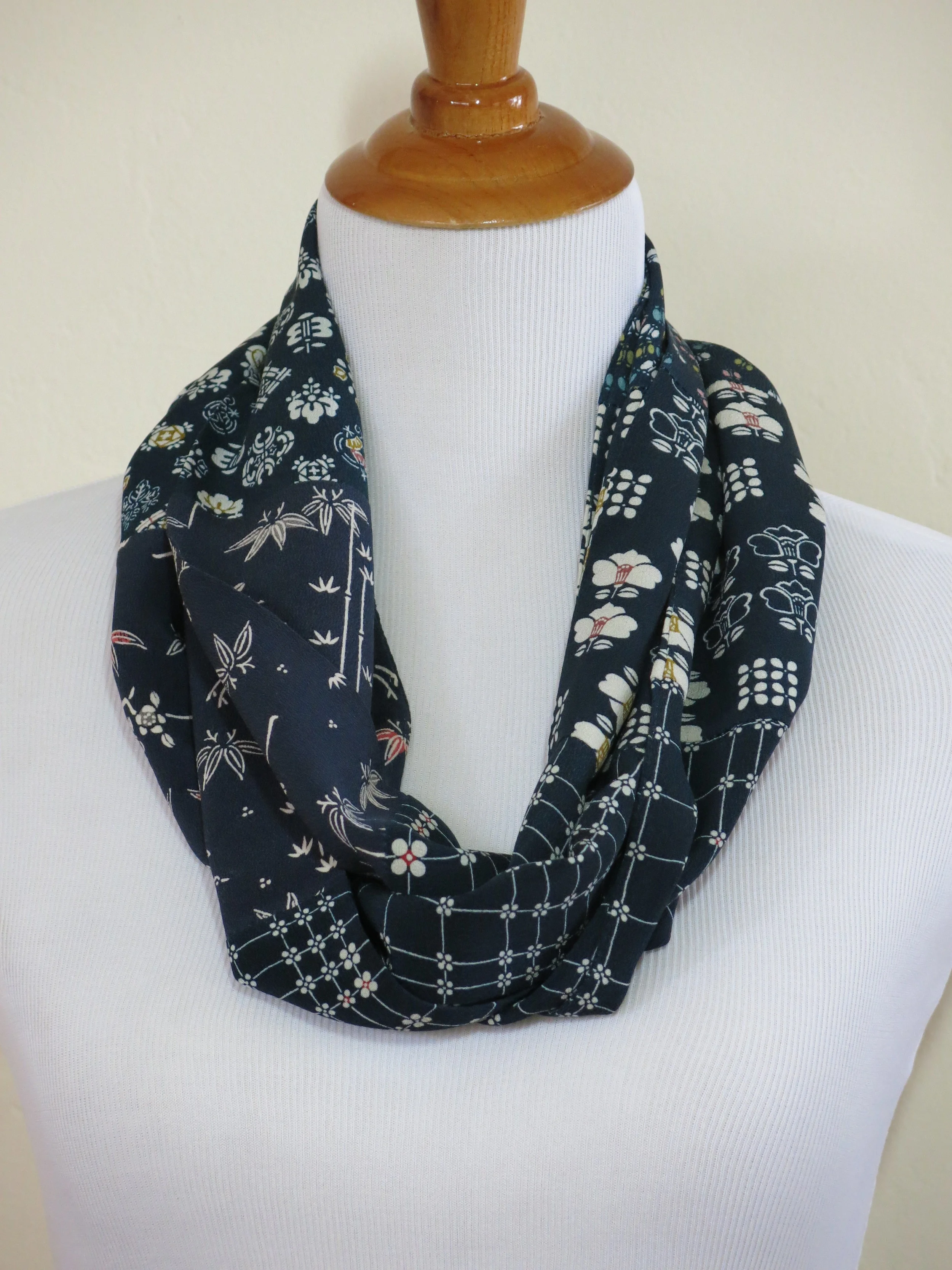 Dark Teal Silk Infinity Scarf