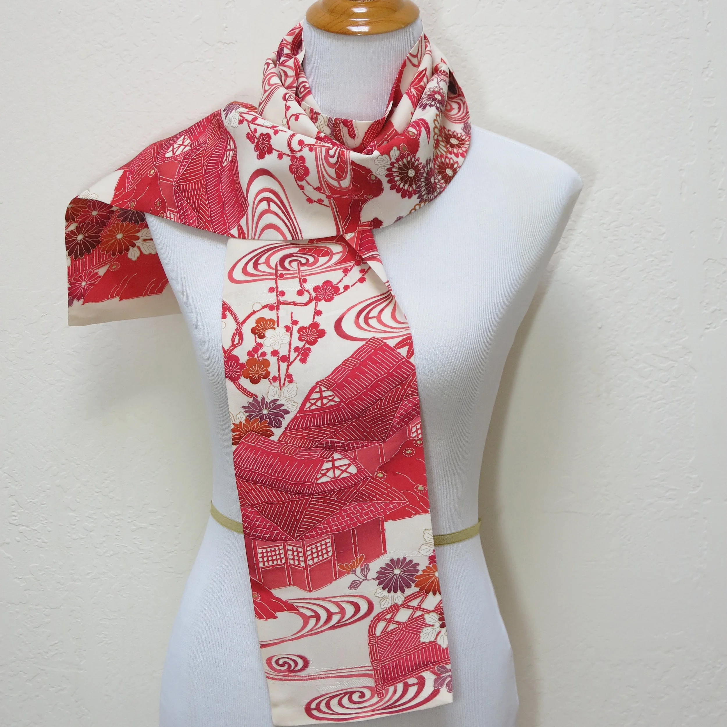 Dark Pink Houses Straight Silk Scarf