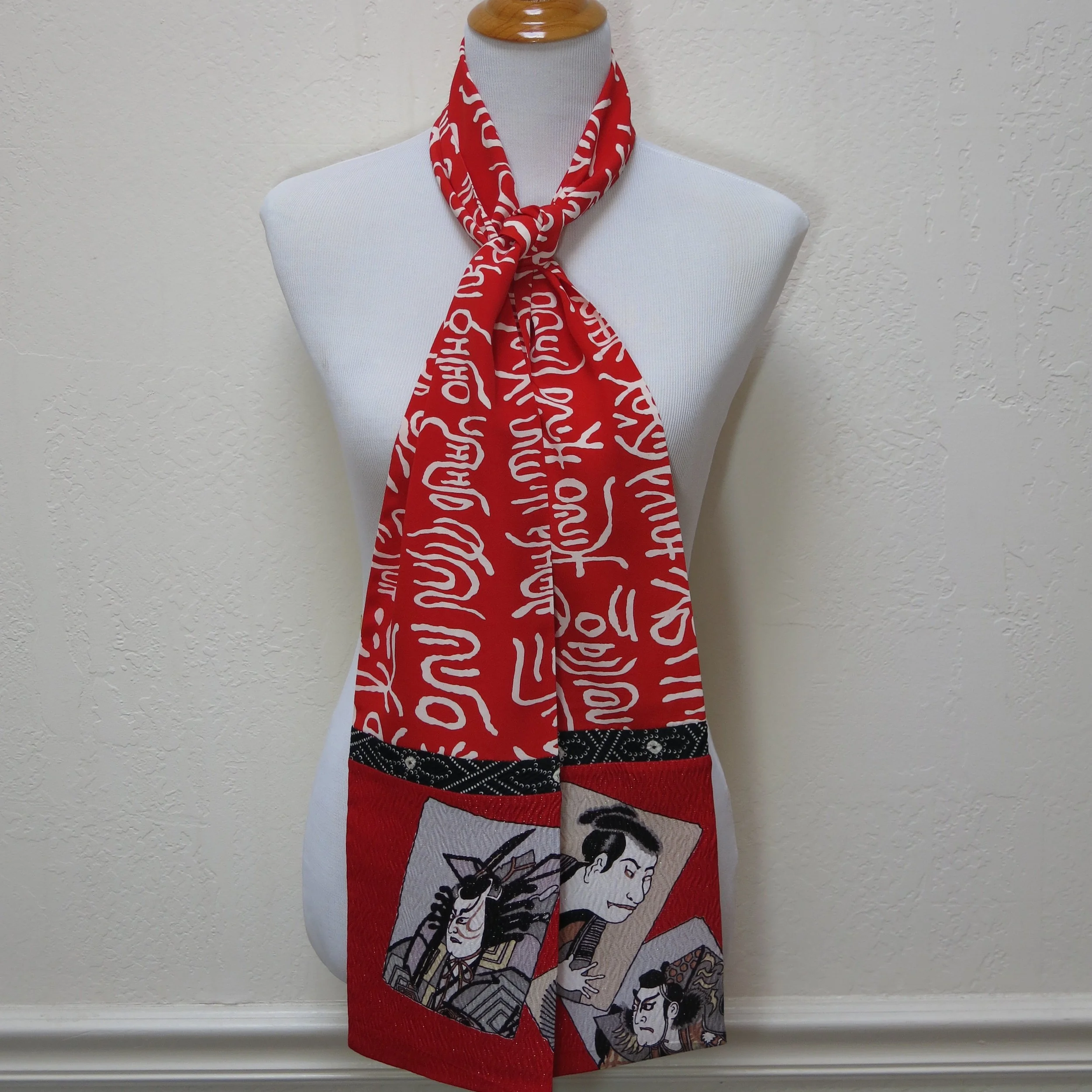 Red Kabuki Straight Silk Scarf