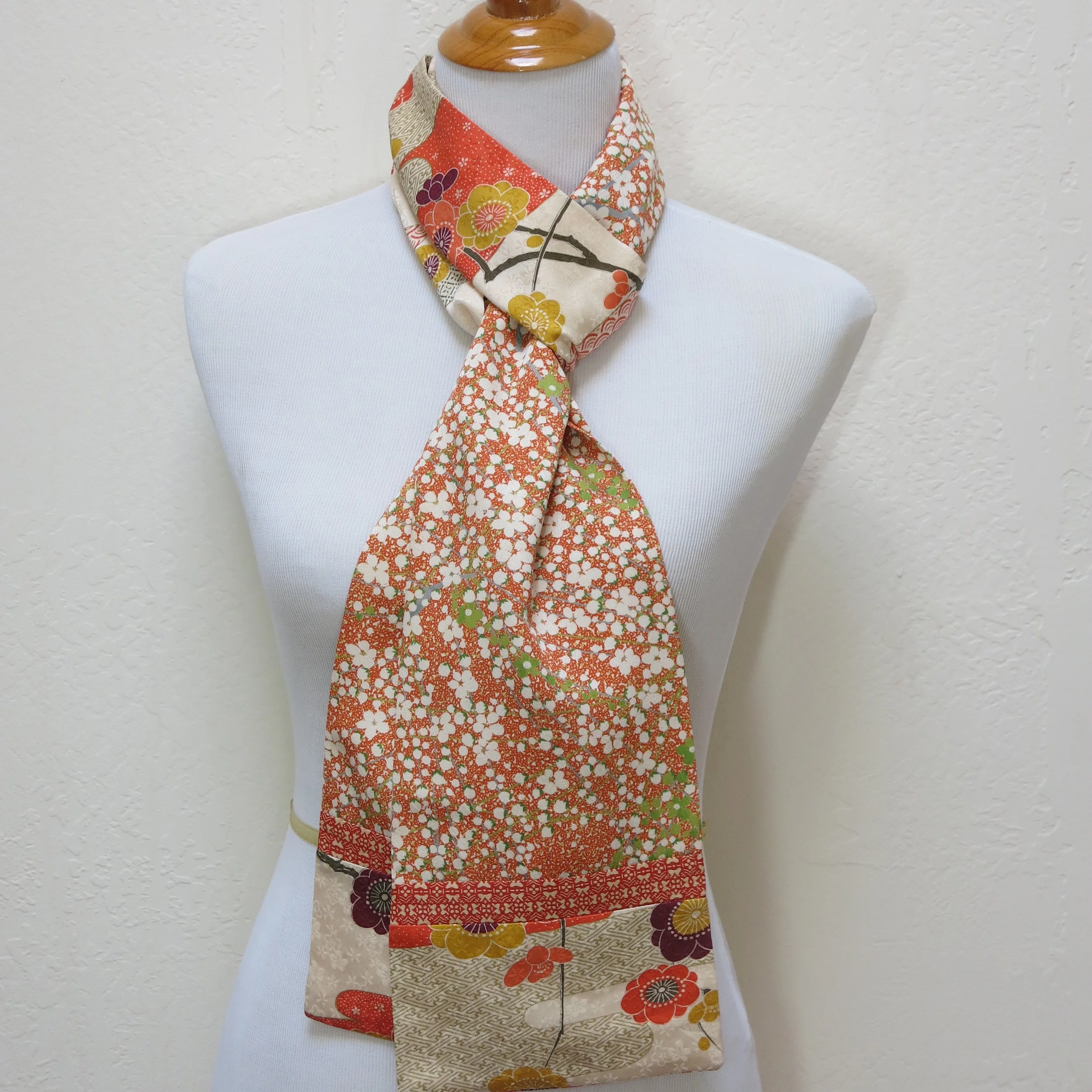 Orange Mix Straight Silk Scarf