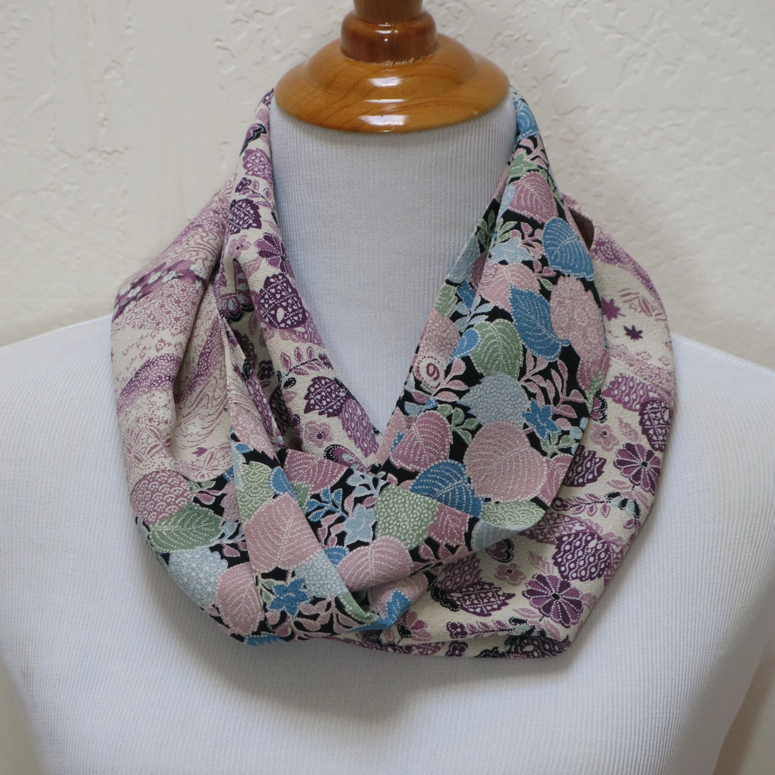 Purple Mix Silk Infinity Scarf