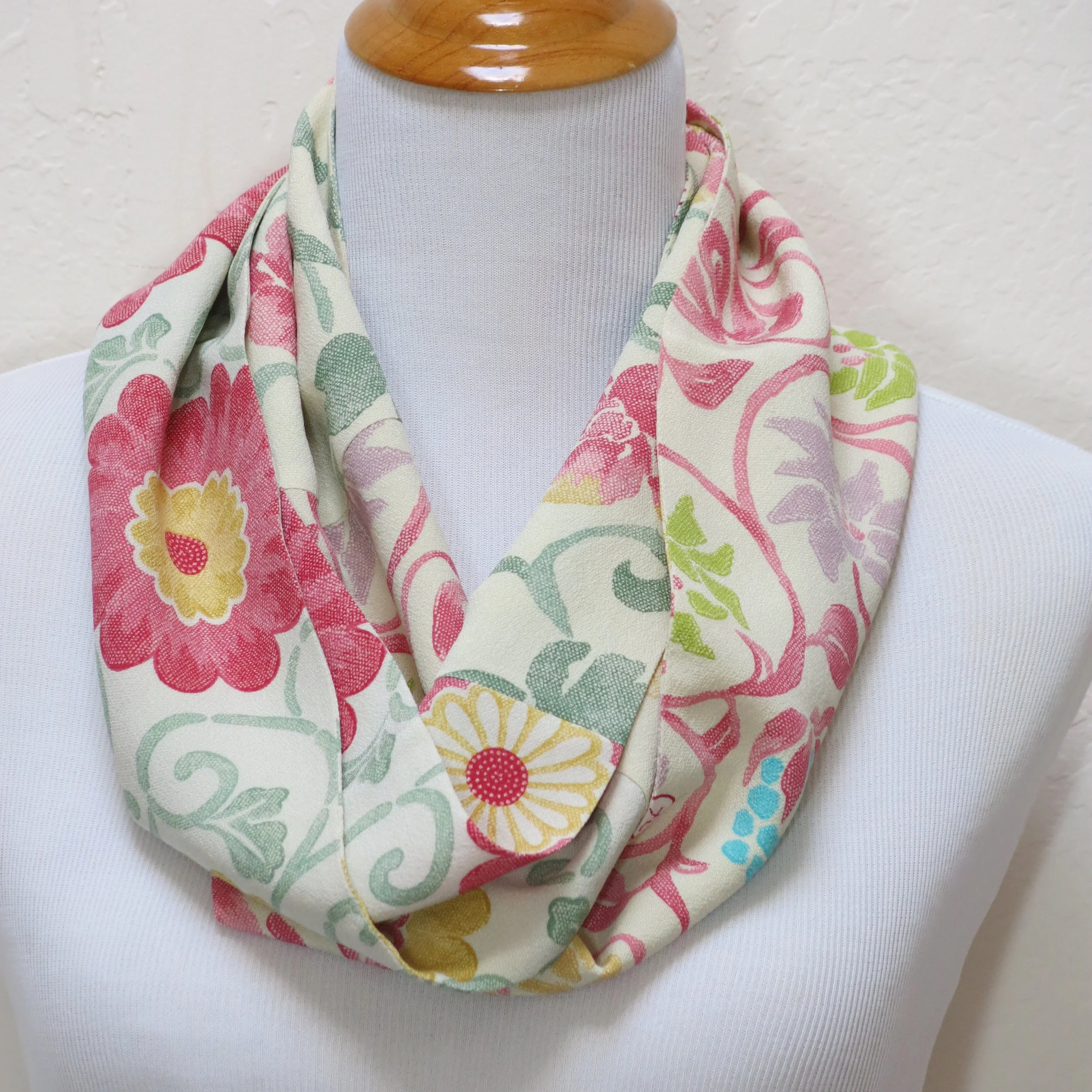 Pink Mix Silk Infinity Scarf