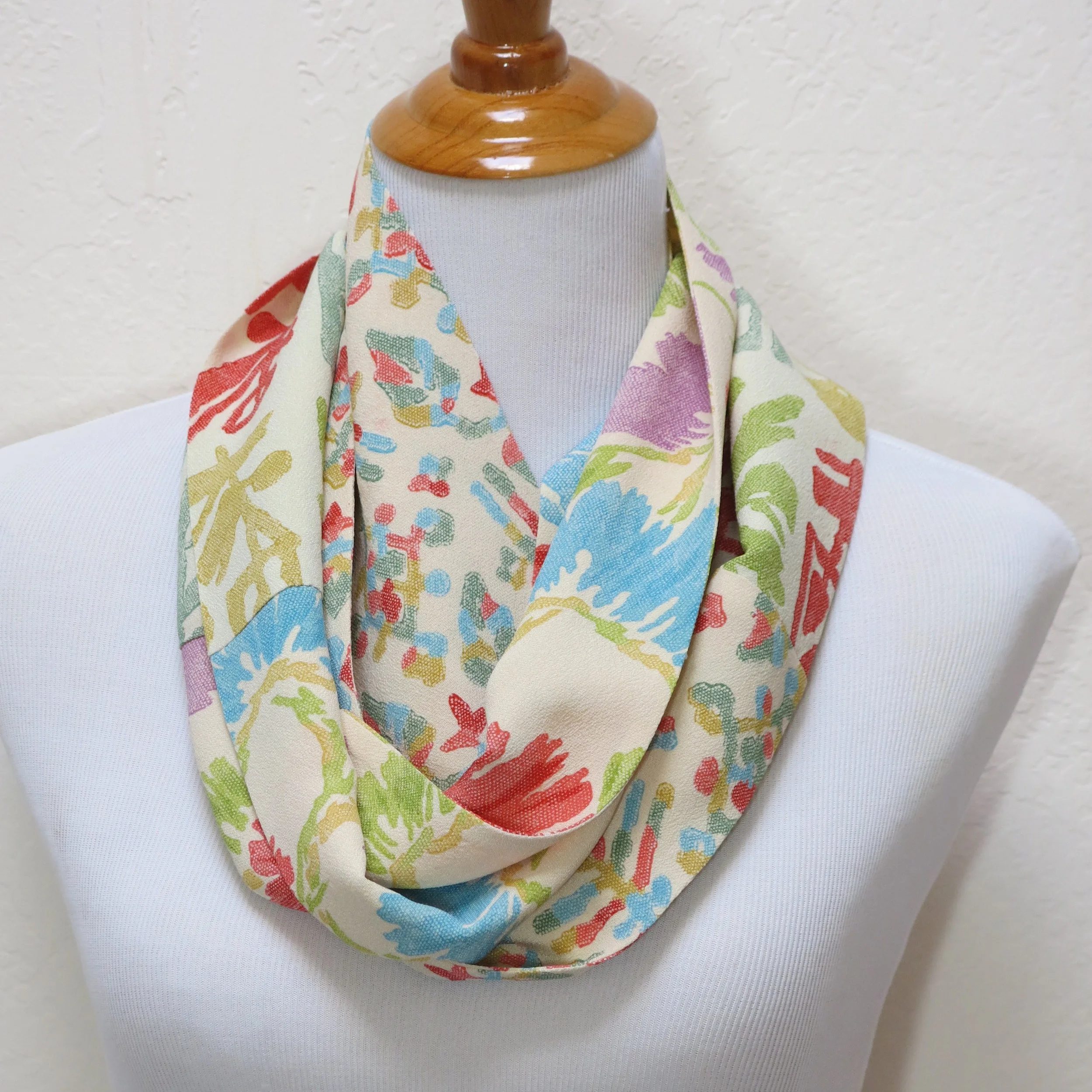 Bright Mix Silk Infinity Scarf