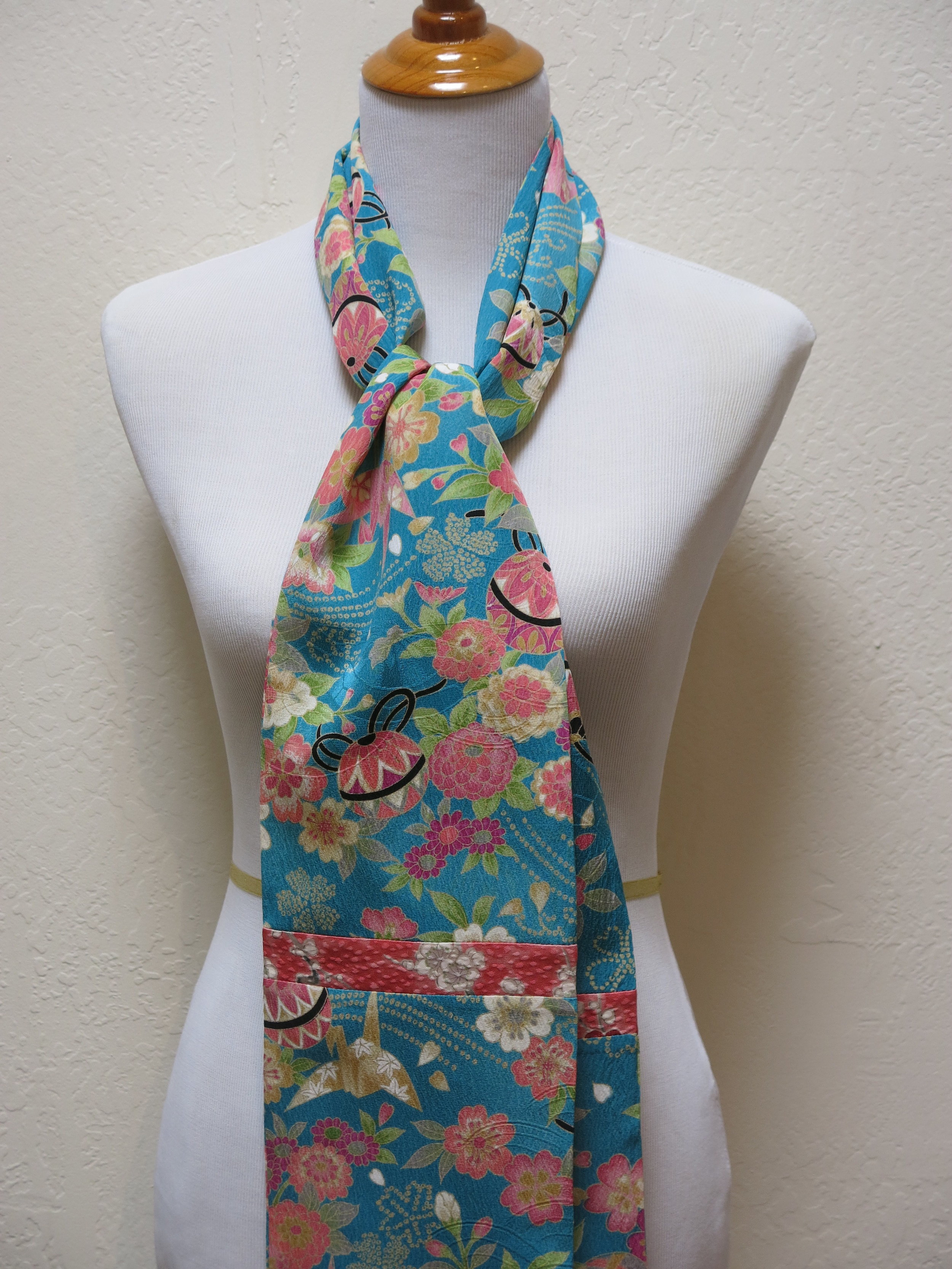 Turquoise Straight Silk Scarf