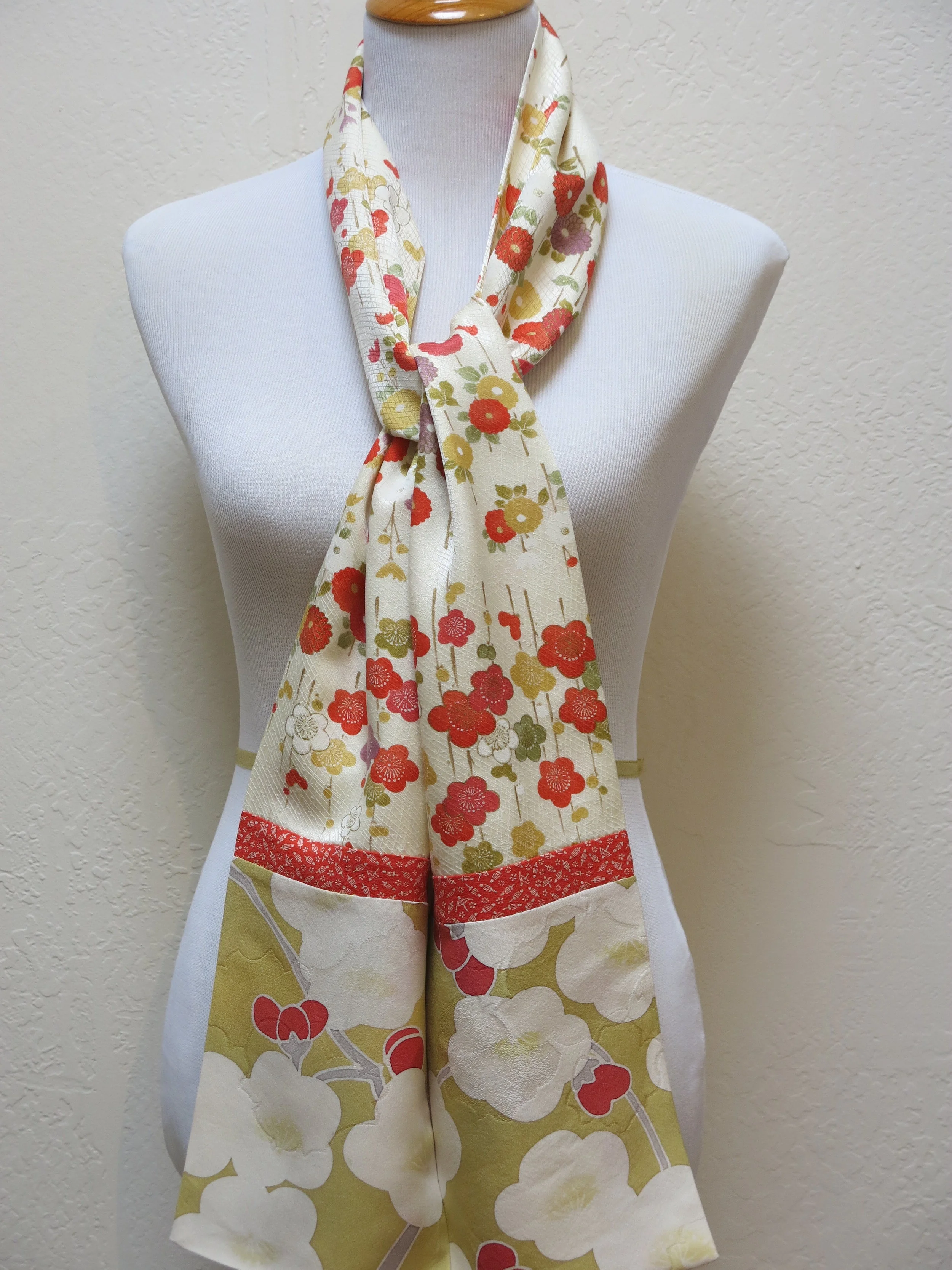 Mixed Blossoms Straight Silk Scarf