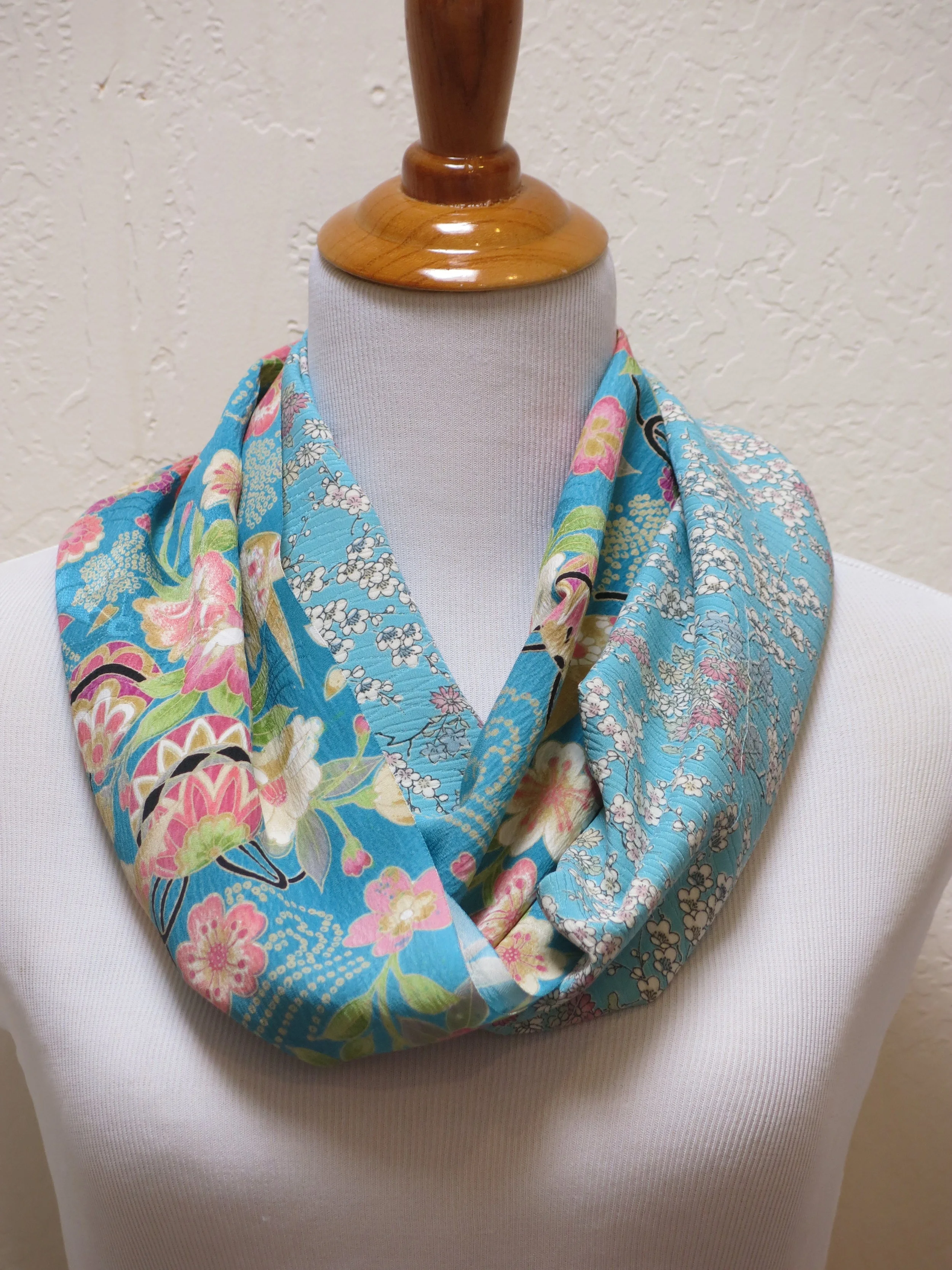 Turquoise Duo Silk Infinity Scarf