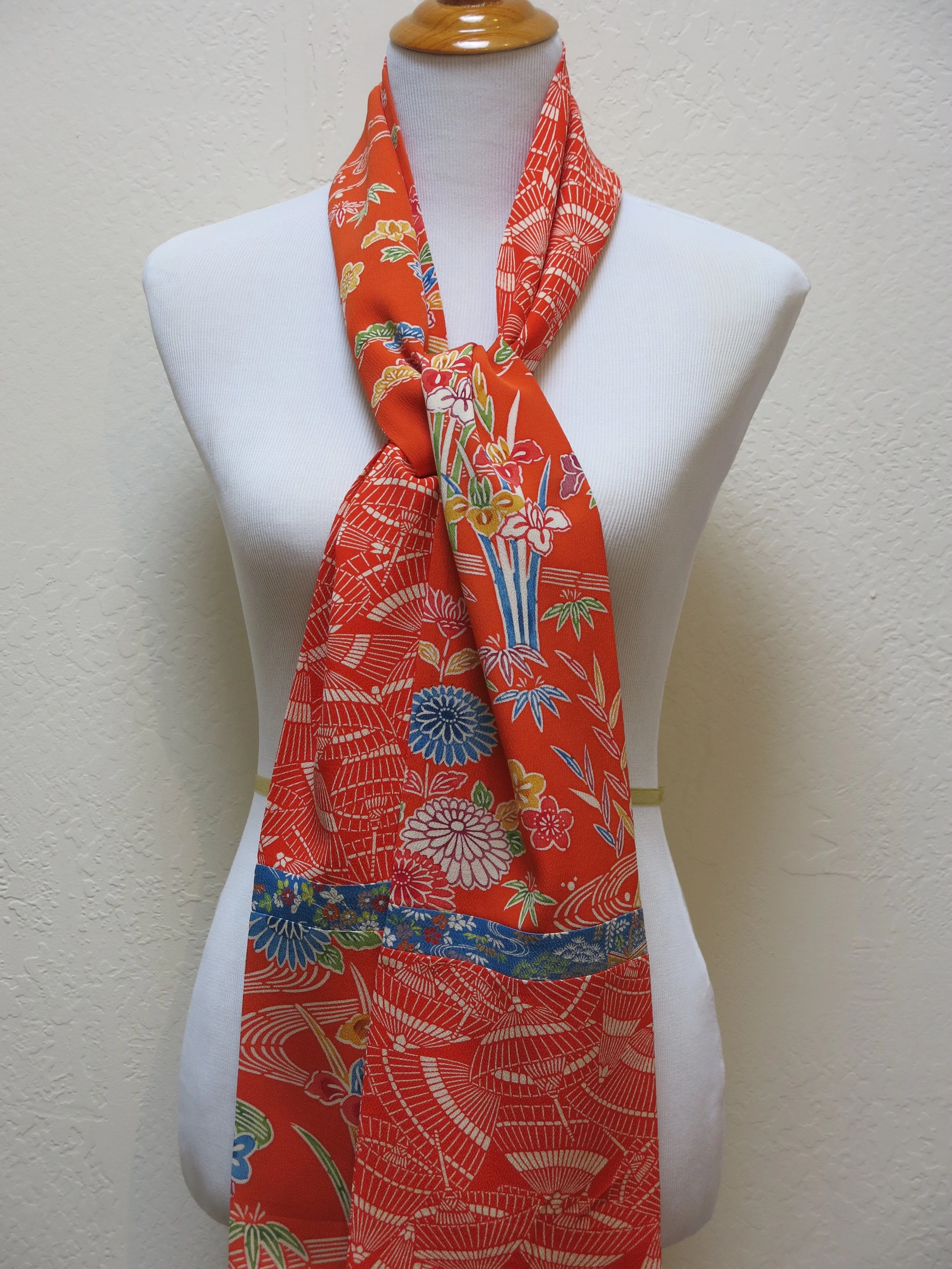 Poppy Red Straight Silk Scarf