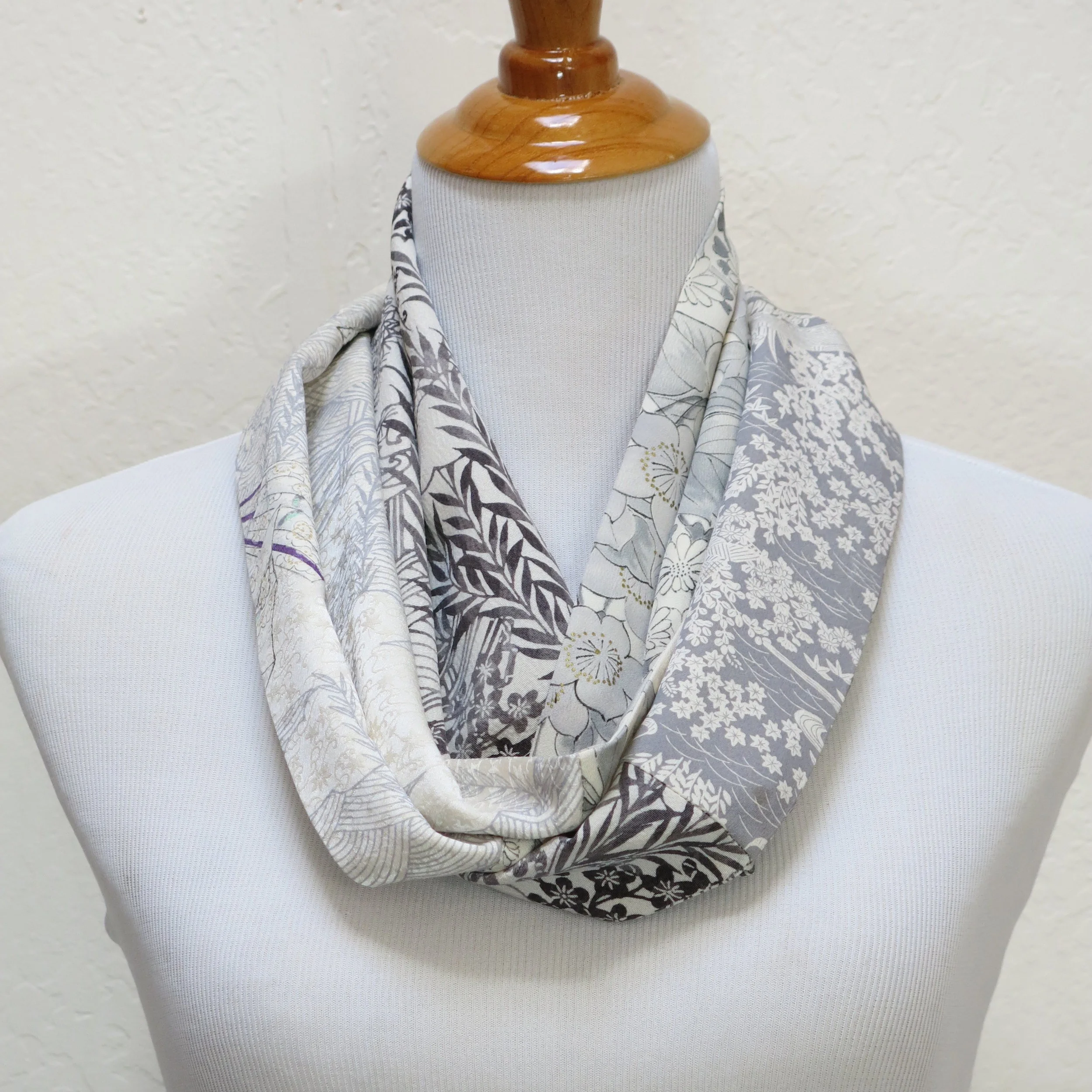 Grey Mix Silk Infinity Scarf