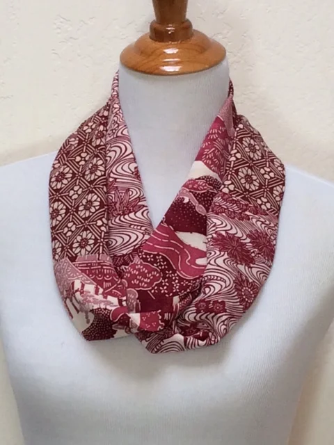 Maroon Mix Silk Infinity Scarf