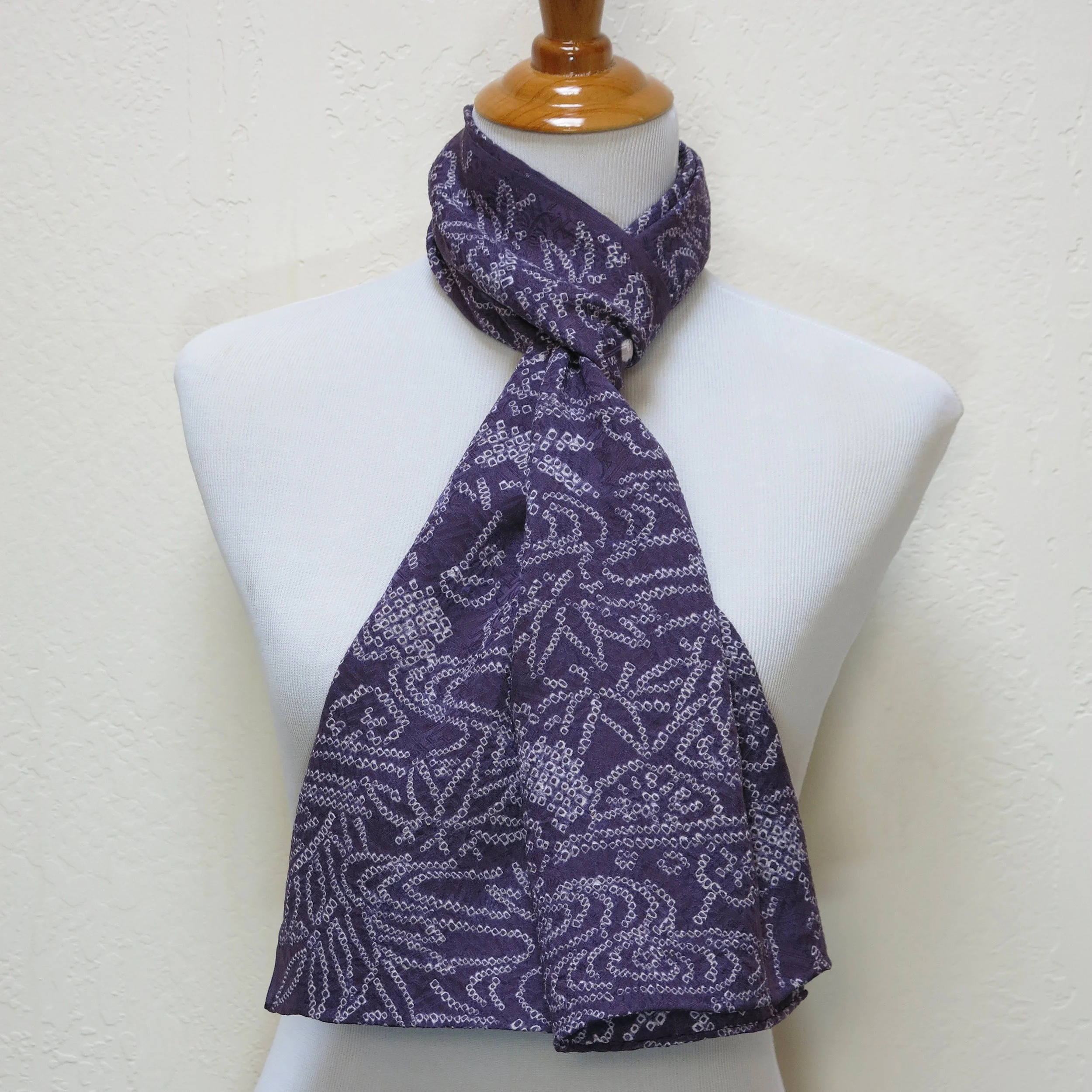 Medium Purple Shibori Straight Silk Scarf