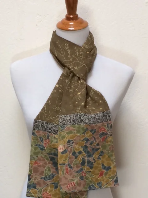 Olive Branches Straight Silk Scarf