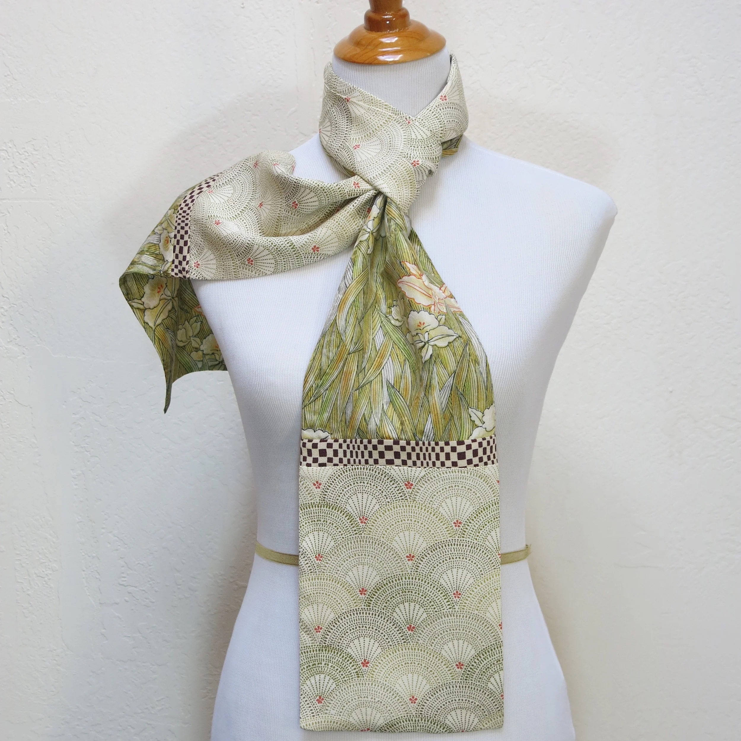 Olive Iris Straight Silk Scarf