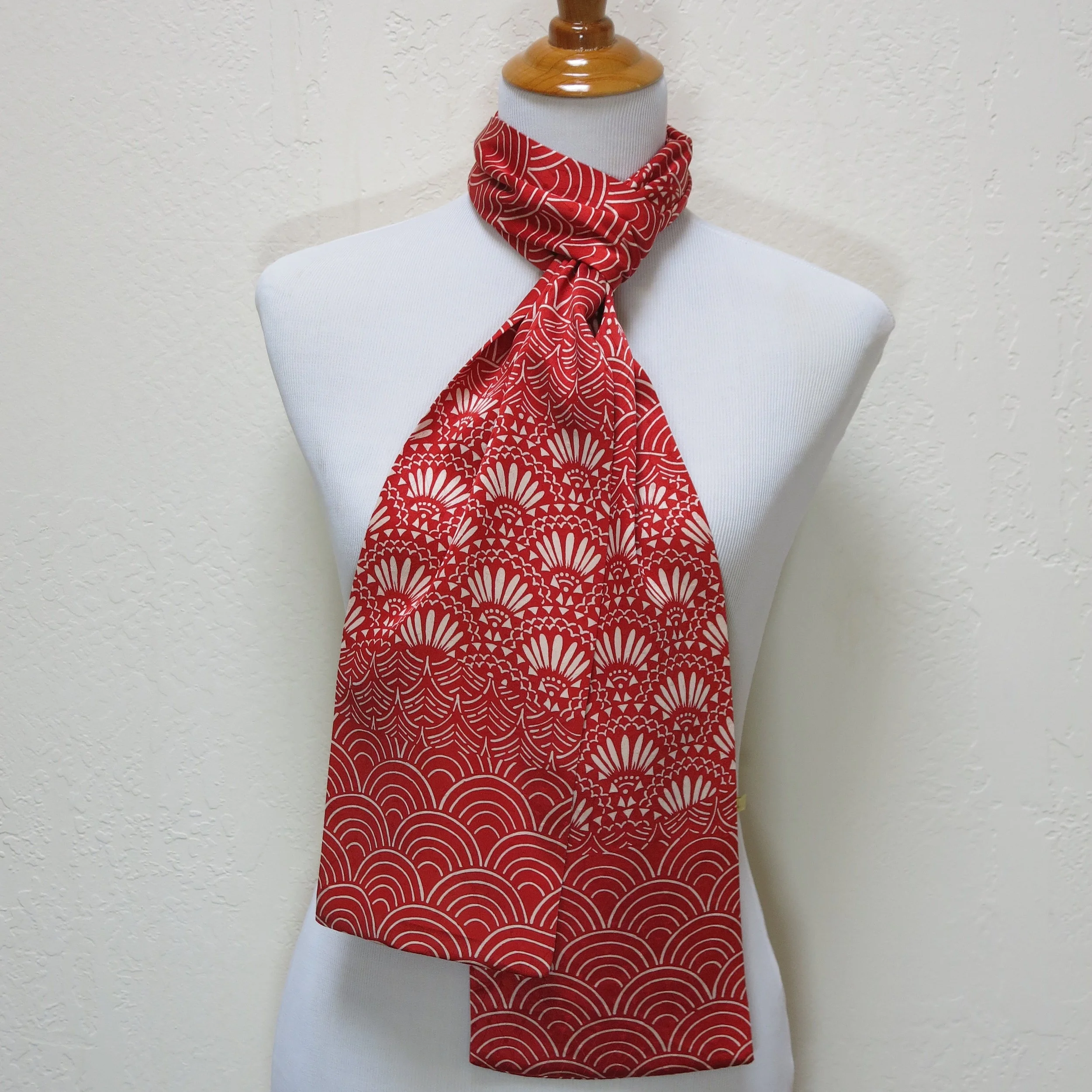 Red Deco Straight Silk Scarf