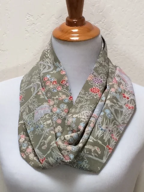 Soft Olive Silk Infinity Scarf