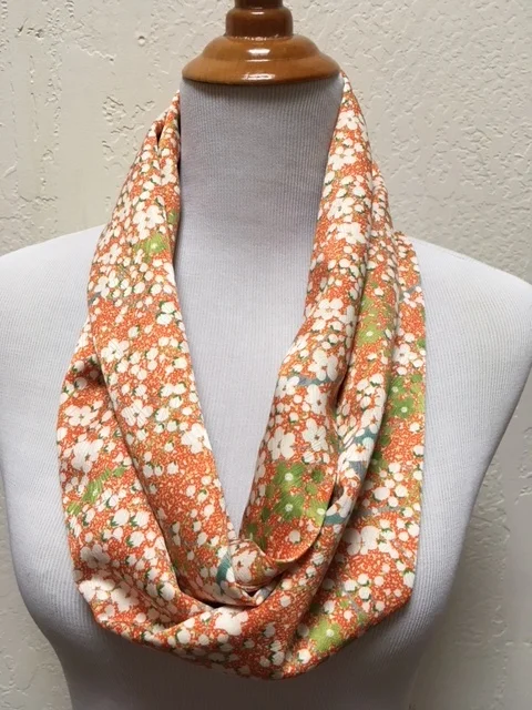 Orange Blossoms Silk Infinity Scarf