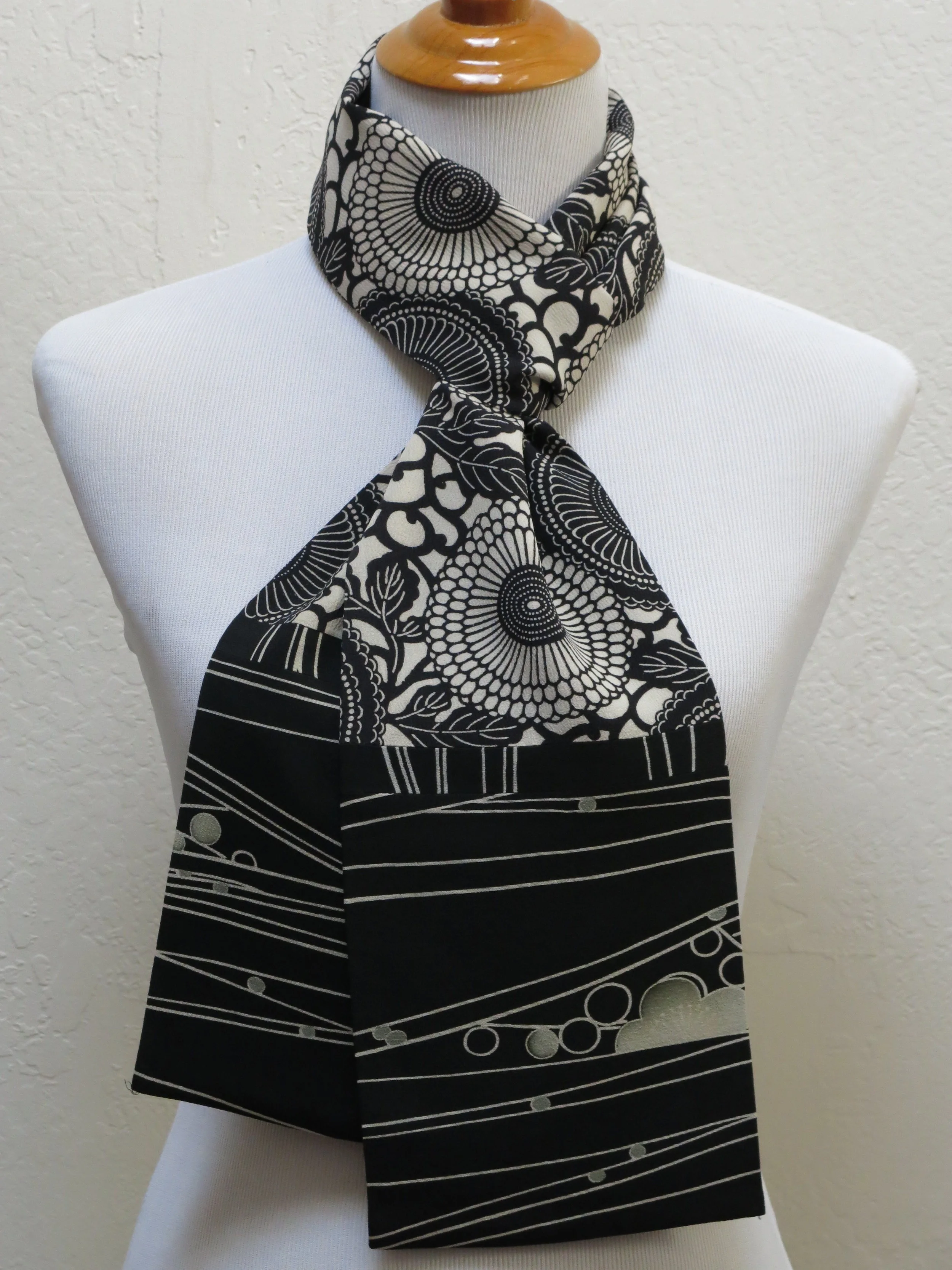 Black Mums Straight Silk Scarf