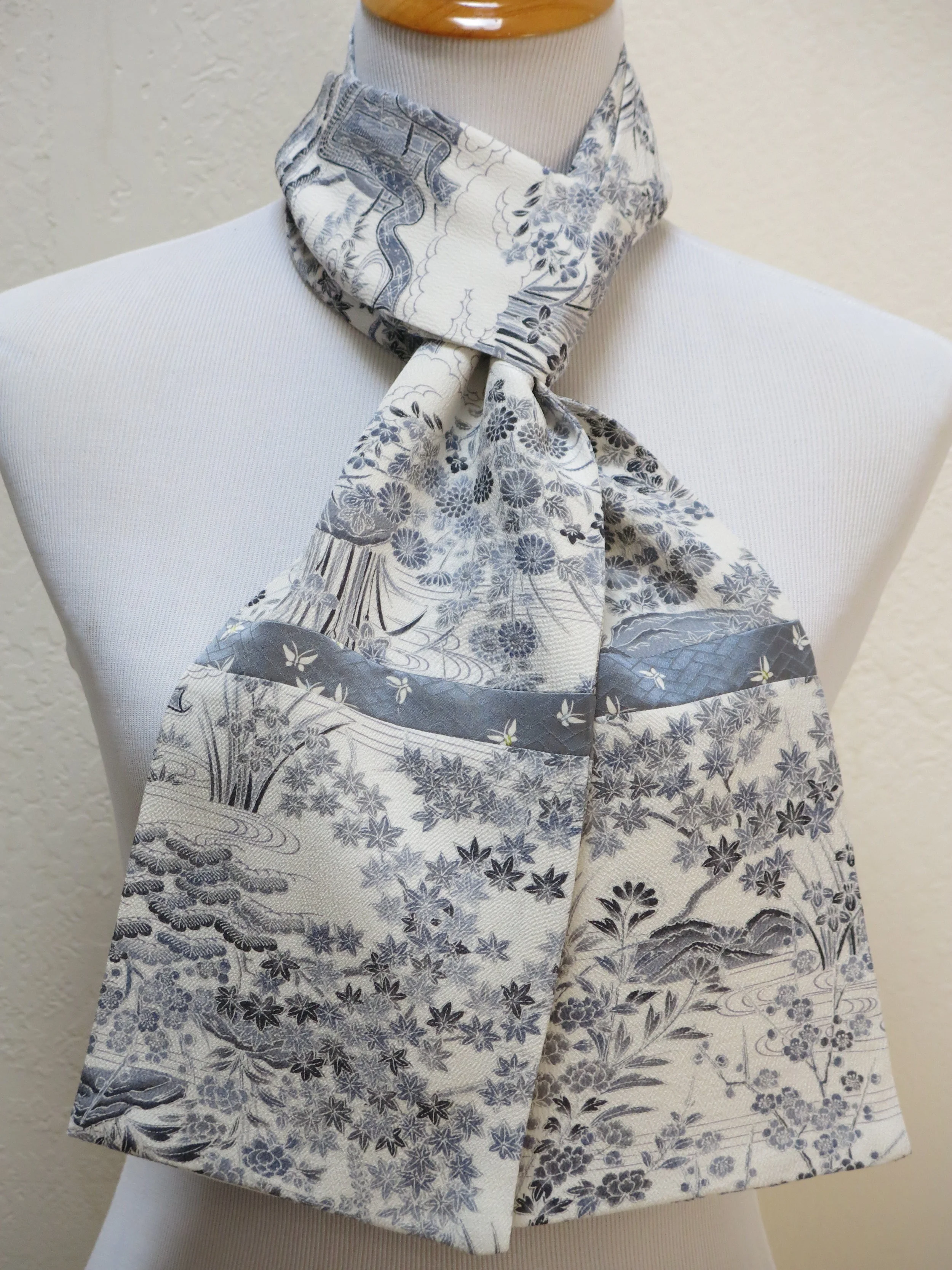 Grey Landscape Straight Silk Scarf