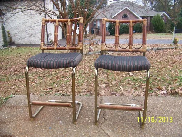 Bamboo Barstools $15 pai r - I know what you are thinking, these are ugly. True, but these have great potential! Spray paint the bamboo/wood part white or black (or really any color) and reupholster the seats (these type of seats are easy to recover). I think you would be amazed at how cool these could be. They just need a little tlc. 