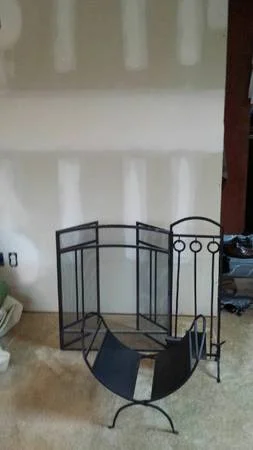 Fireplace Set $40 - Great price for the screen, tools and wood holder. 