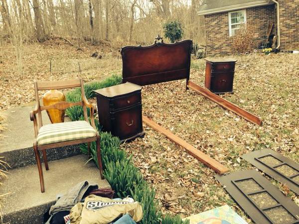Antique Double Bed and Nightstands $75 - A double bed headboard can also be used for a queen bed as long as you use a queen bed frame. This is a great price for the bed and nightstands.