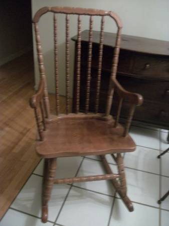 Oak Rocker $65 - I think this rocking chair would be so cute in a kid's room spray painted a fun color. 