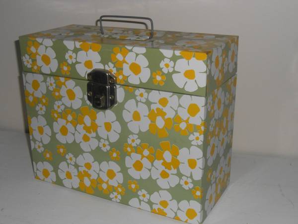Vintage Metal File Box $10 - This would be a fun pop of color in an office. 