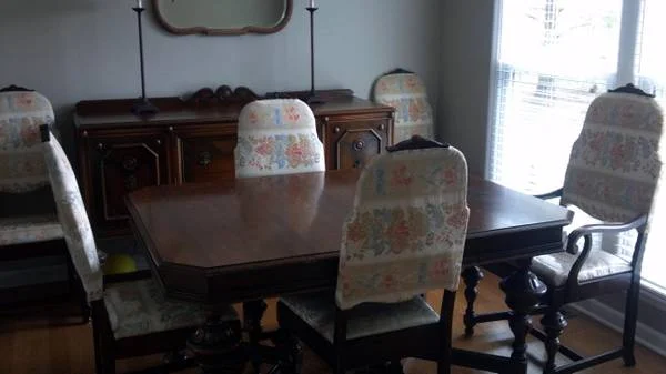 Antique Dining Room Suite $650 - This set includes the table with 6 chairs and the buffet/sideboard. 