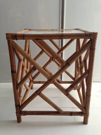 Faux Bamboo Chinese Chippendale Style Table $60 - I love this too...spray paint this and it will look very high end. Visit my Pinterest page to see examples of Chinese Chippendale style chairs that are painted. 