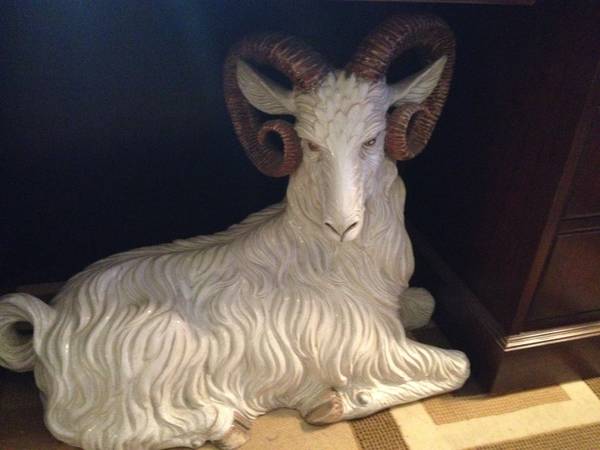 Antique Ceramic Ram $125 - I really like this piece, might seem odd but every room news a unique decorative piece, and if you're like me and UNC fan, what better than a ram in your house!