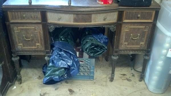 Antique Vanity with Stool $100 - Gorgeous old piece, it needs a little work but could be a really pretty when redone. 