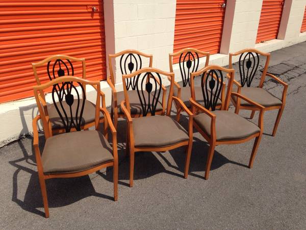 Dining Chairs Set of 7 $150 - This is a great price for all 7 chairs. I don't love the 2 tone, but I think these would look really pretty all painted the same color, maybe white. I can't tell what the quality of the seat cushion but it looks good and is a nice neutral color. 