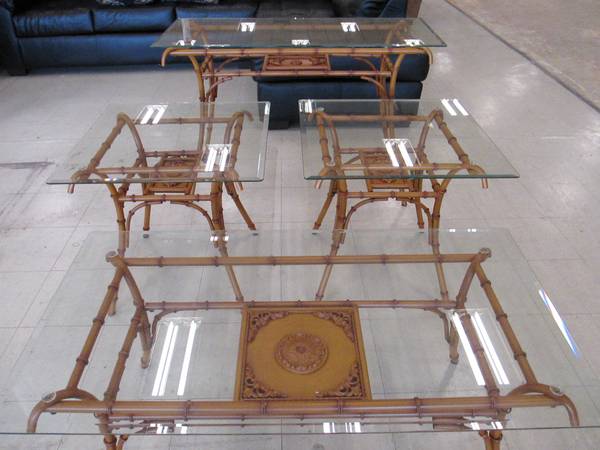 Set of 4 Tables $195 - These are some great pieces, set comes with a coffee table, 2 end tables and a sofa table. I love bamboo and faux bamboo furniture, I think these would look great spray painted a white, gray or black. 