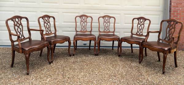 Set of 6 Dining Chairs $150 - This is a good price for these chairs. These types of seats are pretty easy to reupholster. 