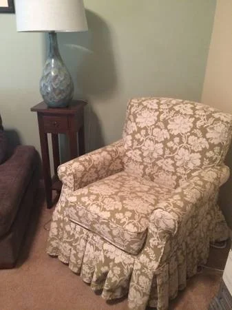 Pier One Skirted Chair $50 - This would make a cute nursery chair. 