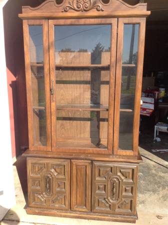 China Cabinet $100 - This might not catch your eye as is but would be a really attractive piece if it was painted. 