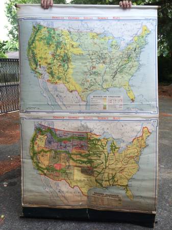 Vintage Hanging US Maps from 1945 $100 (for the pair) - These are old school maps, they would look great hanging on the wall, this photo is one of them and there is another, $100 for both seems like a good deal.
