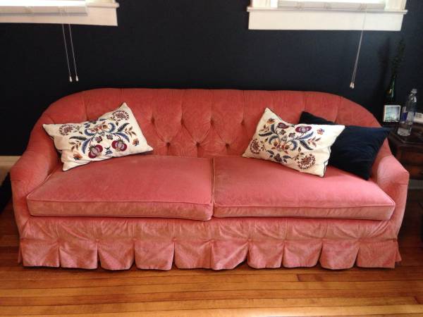 Vintage Pink Velvet Sofa $600 - This is a gorgeous sofa, looks like its in great condition. 