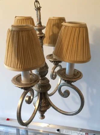 Four Light Chandelier $25 - This would be really cute with new shades and painted.&nbsp;
