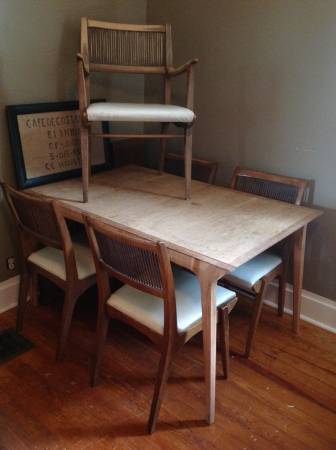 Dining Set $ - Unsure of the price of this, seller is posting as part of a advertisement for a huge moving sale. I think its a great mid century set. 